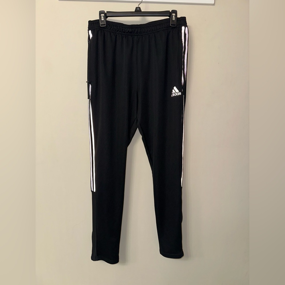 Adidas Kids Black Joggers with White Stripes
